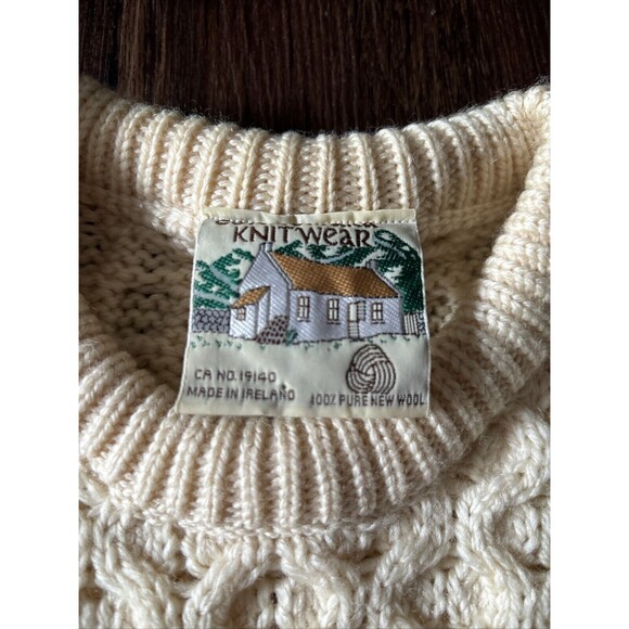 Vintage Connemara Fisherman Cable Knit Wool Sweater Crewneck Men Irish Chunky XL - Picture 5 of 7